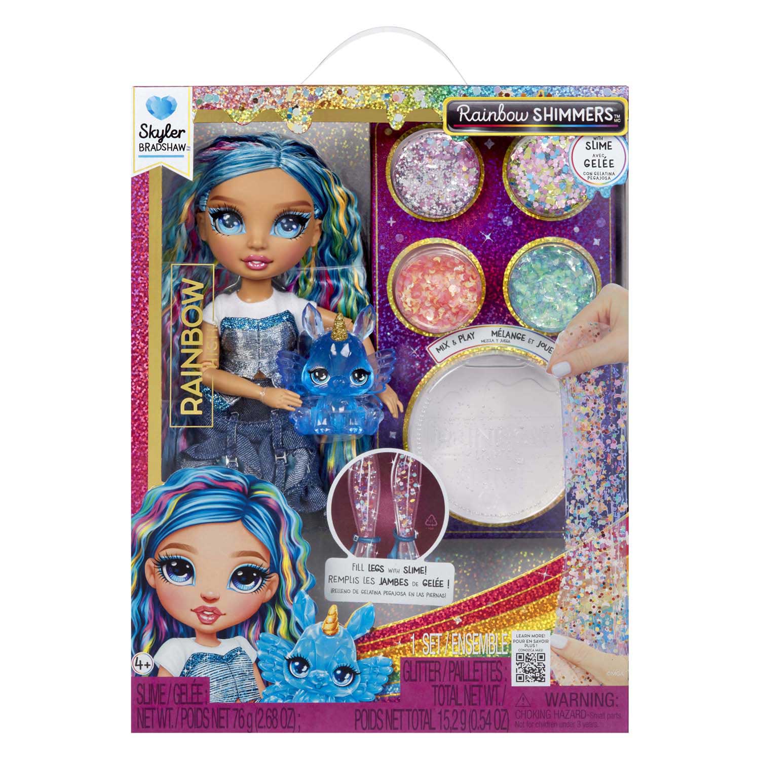 Mga Entertainment Rainbow High Rainbow Shimmers avec poupée slime Skyler (bleu)
