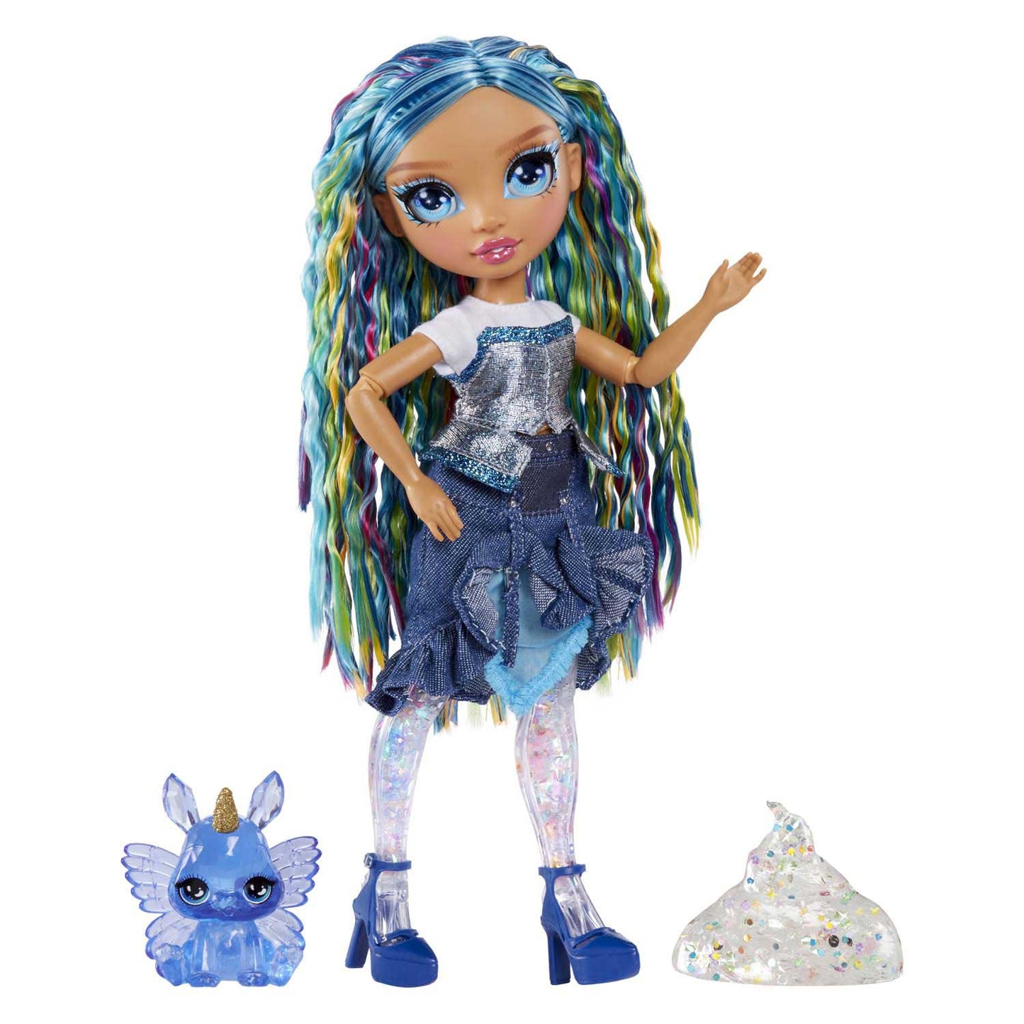 Mga Entertainment Rainbow High Rainbow Shimmers avec poupée slime Skyler (bleu)