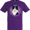 T-shirt chat noir et blanc violet