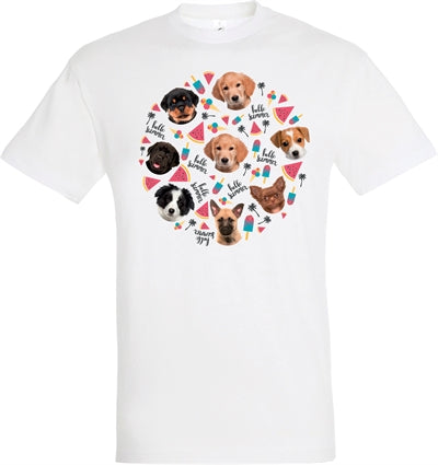 T-shirt Bonjour les chiots d'été blancs
