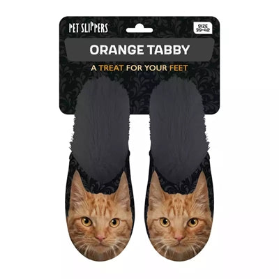 pantoufle orange chat noir