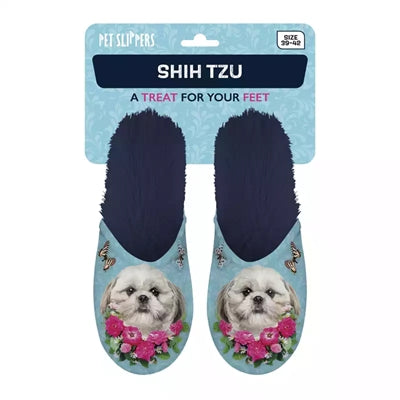pantoufle Shih tzu bleu clair bleu foncé