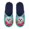 pantoufle Shih tzu bleu clair bleu foncé