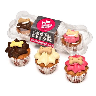 The Barking Bakery The Barking Bakery Mini Iced Woofins Vanilla and Carob Trio Assorti