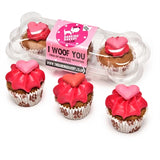 The Barking Bakery The Barking Bakery I woof you Valentine Mini Iced woofins trio assorti - afbeelding 1