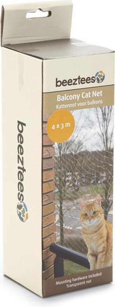 Beeztees Filet pour Chat - Filet pour Chat pour Balcon - Facile à Fixer - Transparent - 4x3 m