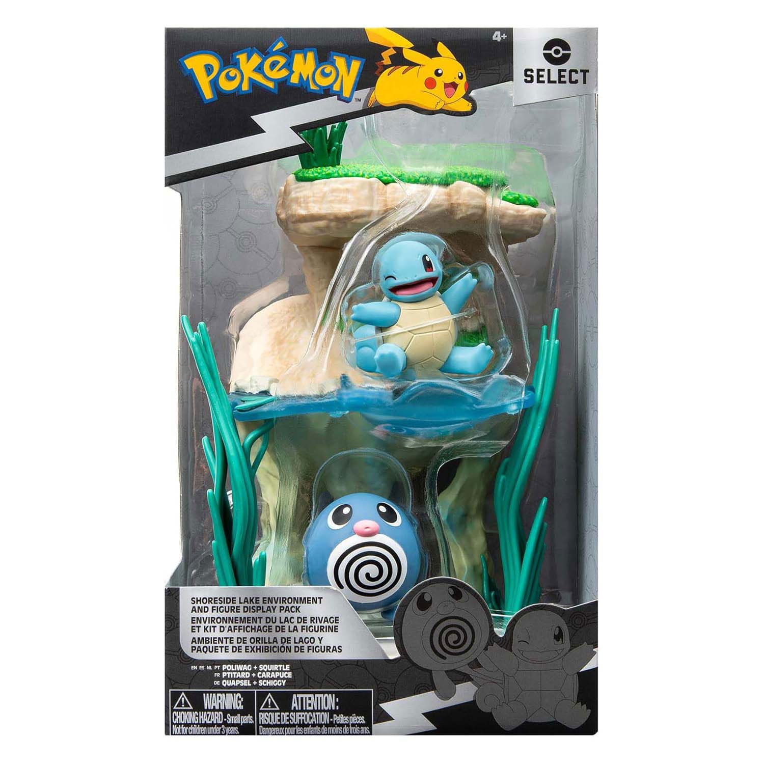 Ensemble de figurines d'environnement Pokémon Jazwares - Carapuce Poliwag