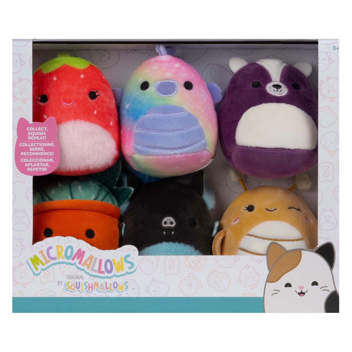 Squishmallows micromallows en peluche câlin - greer, sloan, émeraude, oz, écarlate, ald, 6-pack