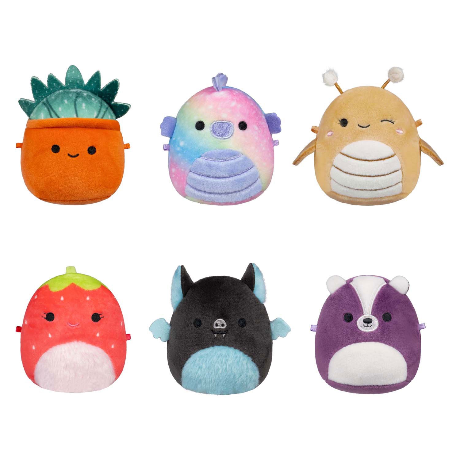 Squishmallows micromallows en peluche câlin - greer, sloan, émeraude, oz, écarlate, ald, 6-pack