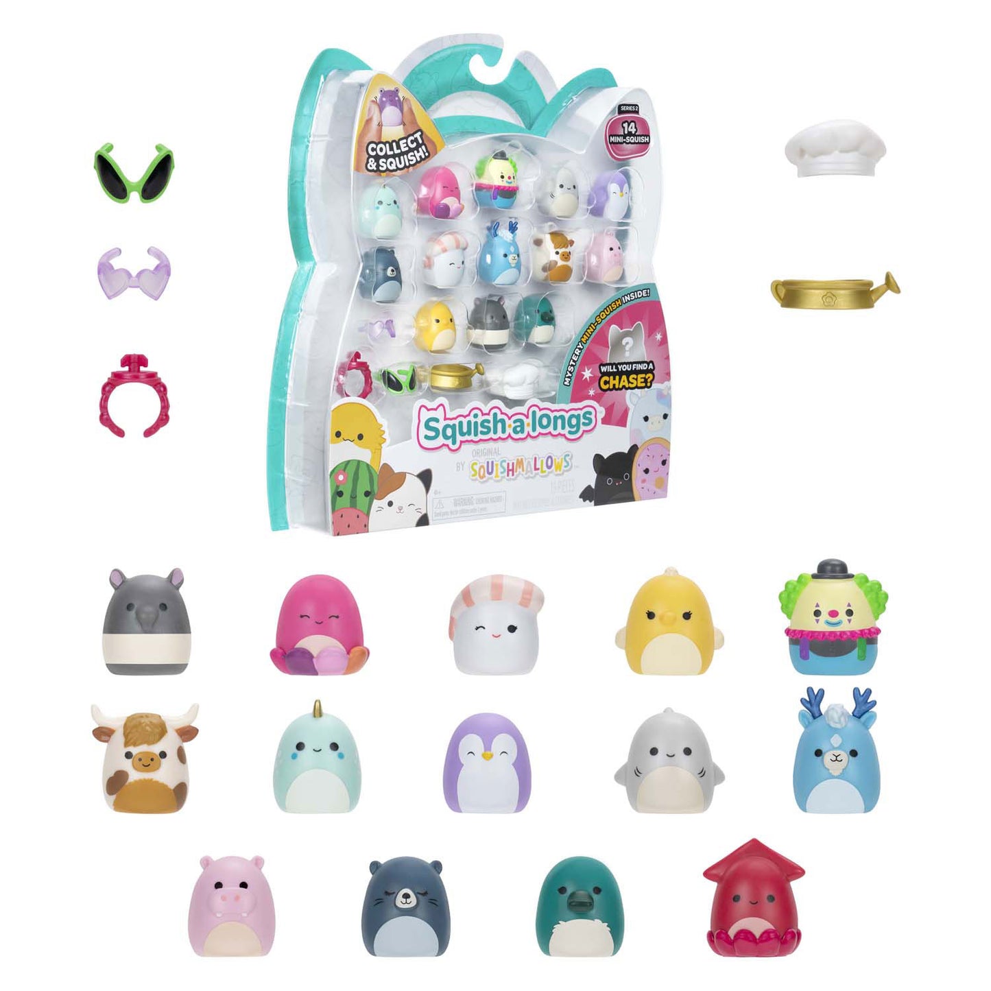 Squishmallows - figurines de jeu squish-a-longs, 14 pcs.