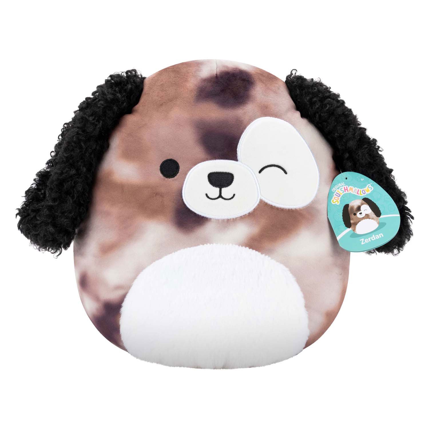 Peluche peluche Squishmallows - chien marbre marron zerdan, 30cm