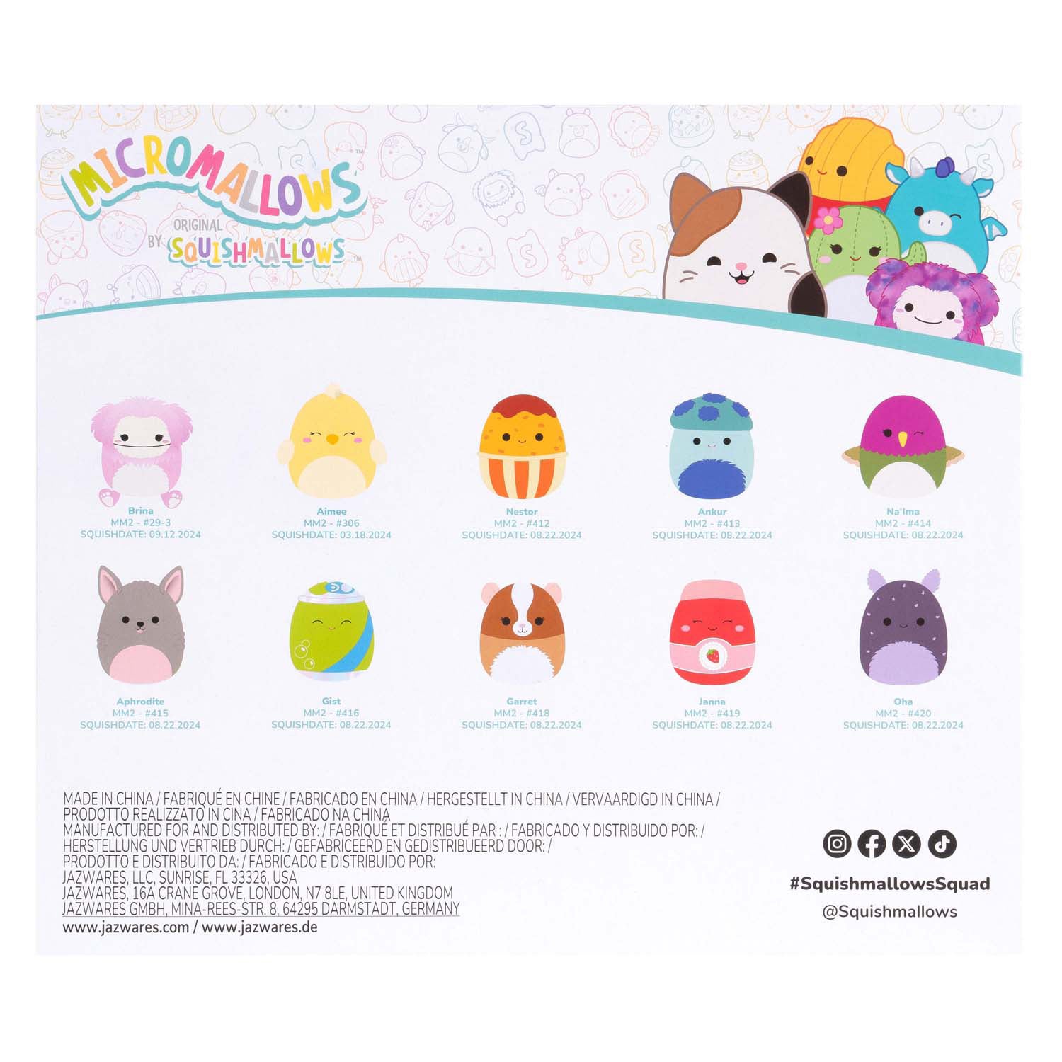 Jazwares squishmallows peluche peluche - micromallows automne - 10 pcs.