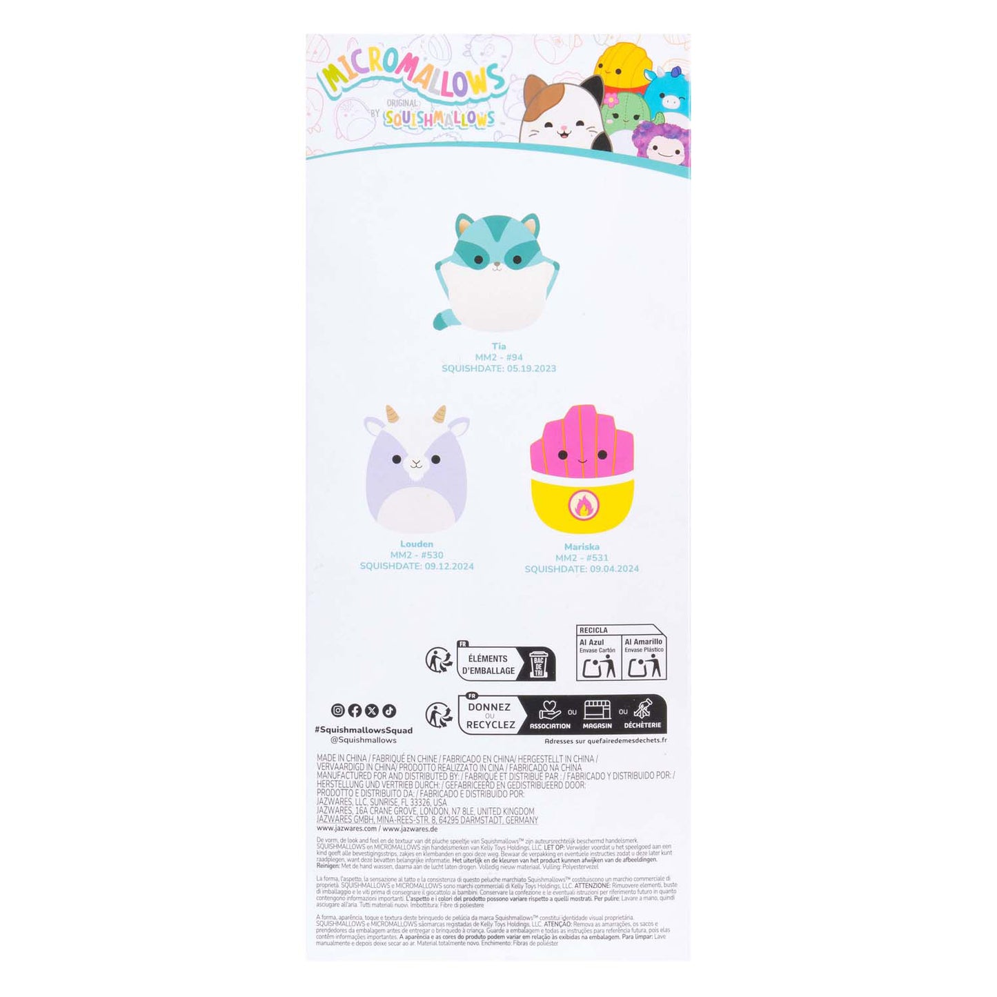 Micromallows en peluche 6,5 cm 3 pack Tia, Mariska Louden