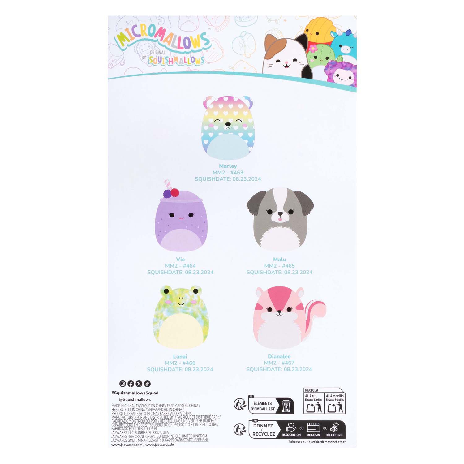 Micromallows en peluche 6,5 cm 5 pack Marley, Vie, Malu Lanai, Dianalee