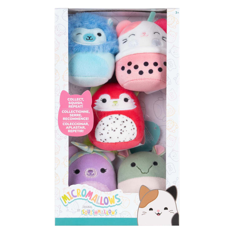 Micromallows en peluche 6,5 cm 5 Pack Silvy, Roses Aarin, Roxy, Gerald