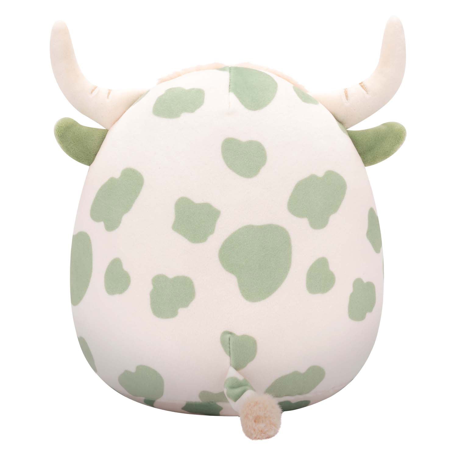 Peluche Jazwares Squishmallows - Celestino la vache des Highlands à pois vert sauge - 19 cm