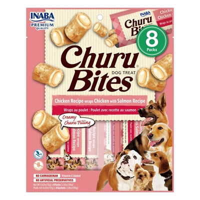 Inaba Dog Churu mord la recette de poulet enveloppe le poulet avec une recette de saumon