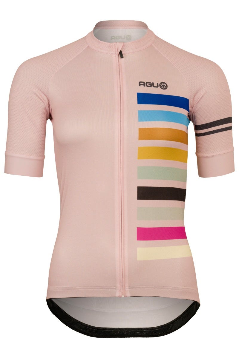 Chemise de cyclisme arc-en-ciel essentiel dames rose givré