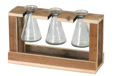 Vases collections naturelles Dijk 3 pièces sur support 29,5x7,5x17cm