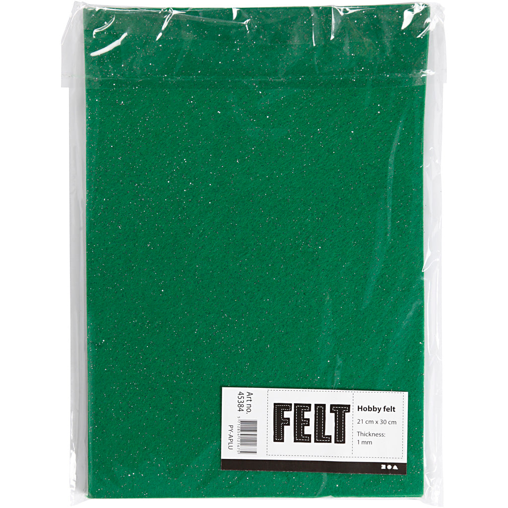Feutre de loisir Creativ company, a4, feuille 210x297 mm, épaisseur 1,5-2 mm, vert, 10 feuilles 1 boîte