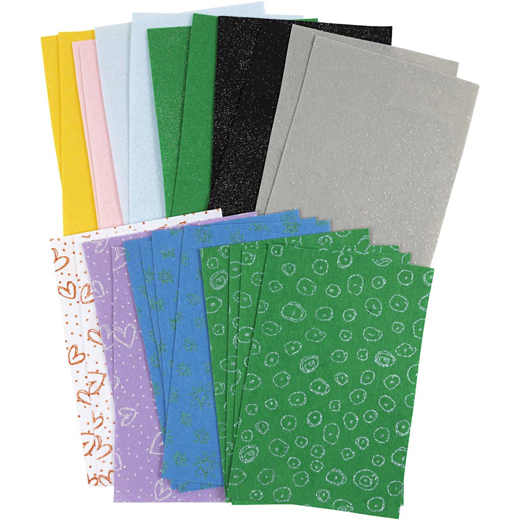 Feutre de loisir Creativ company, feuille 21x30 cm, épaisseur 1,5-2 mm, contenu peut varier, différentes couleurs, 24 feuilles 1 boîte