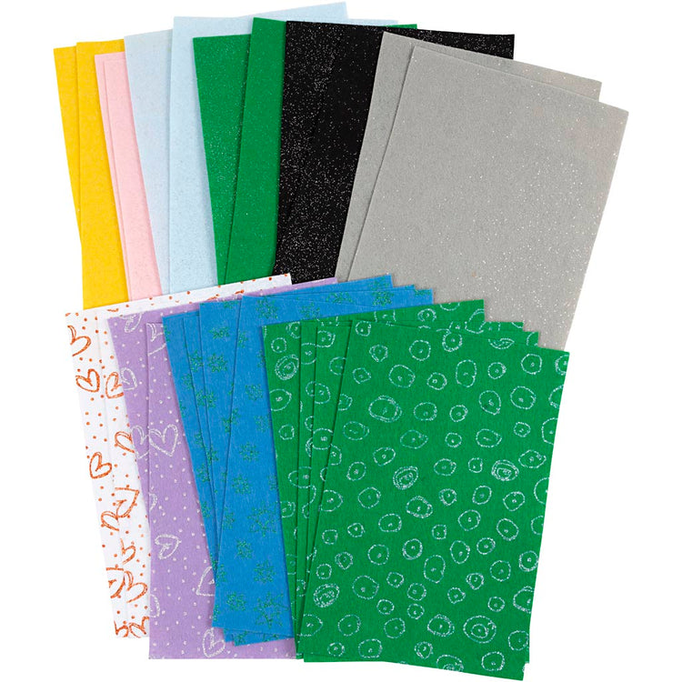 Feutre de loisir Creativ company, feuille 21x30 cm, épaisseur 1,5-2 mm, contenu peut varier, différentes couleurs, 24 feuilles 1 boîte