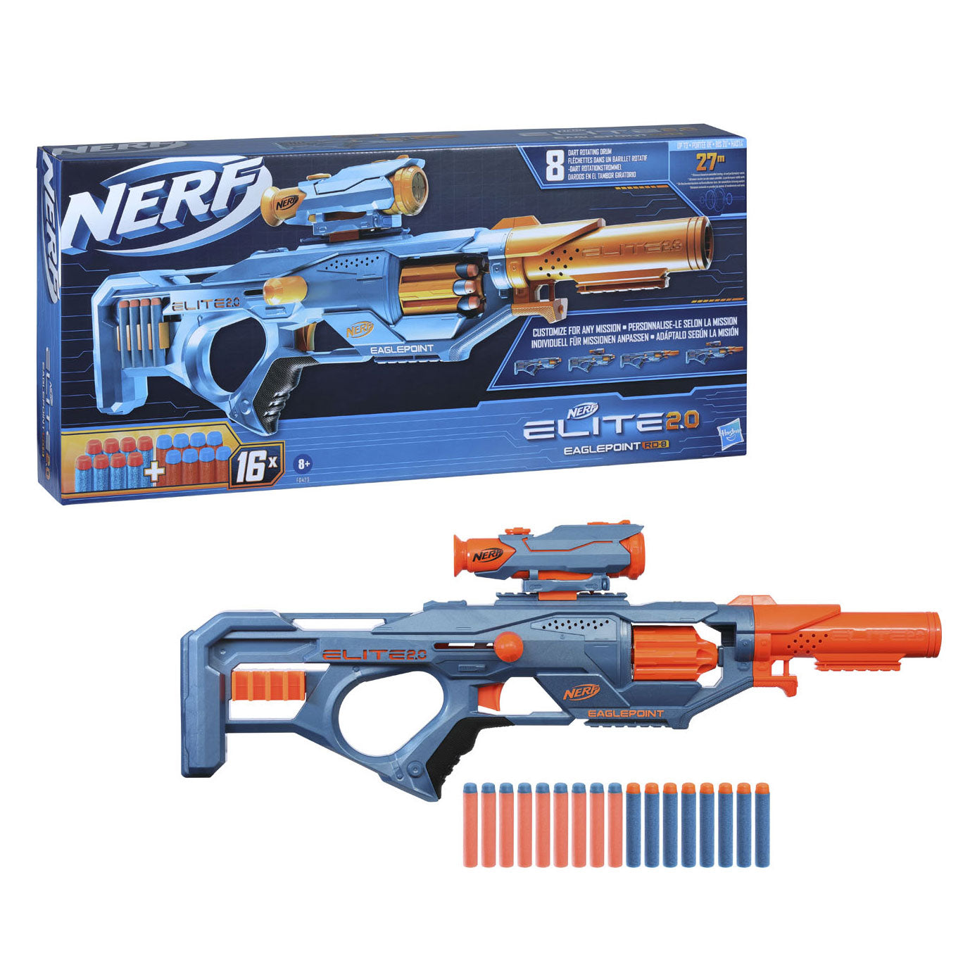 Nerf Nerf 2.0 EaglePoint Rd8 Blaster + 16 fléchettes
