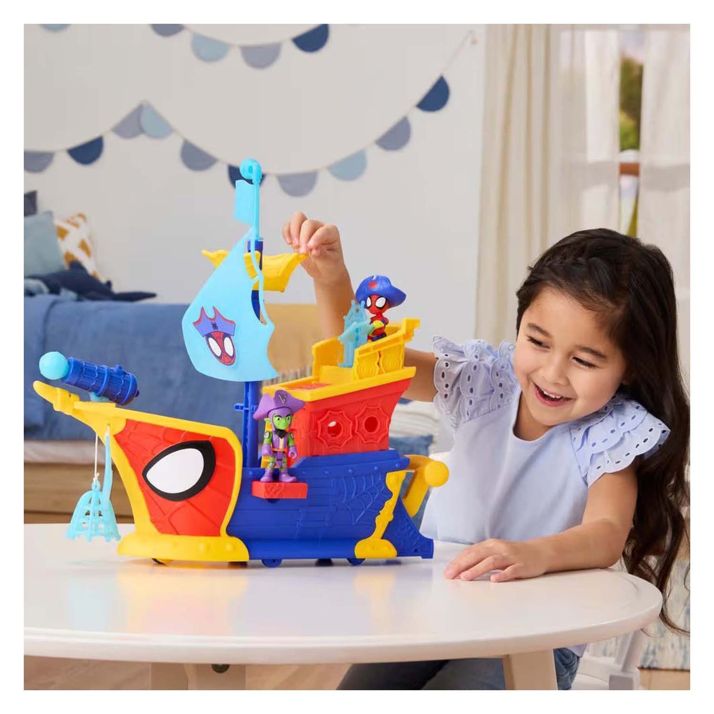 Toiles d'eau Spidey, bateau pirate avec bulles - incl. souffleur de bulles
