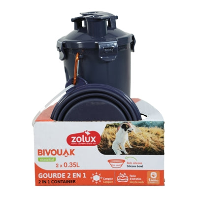 ZOLUX BVK 2IN1 Bouteille de rééisset avec bol de nourriture et bac à boisson bleu