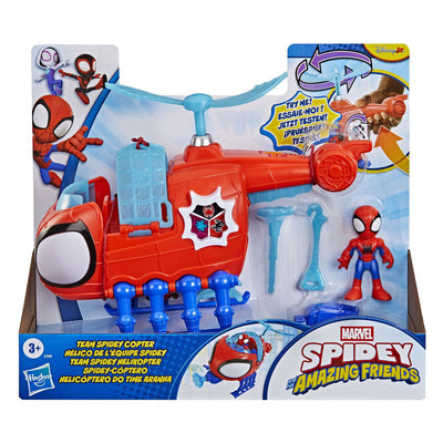 Hélicoptère Spidey jouet Hasbro avec figurine et accessoires.