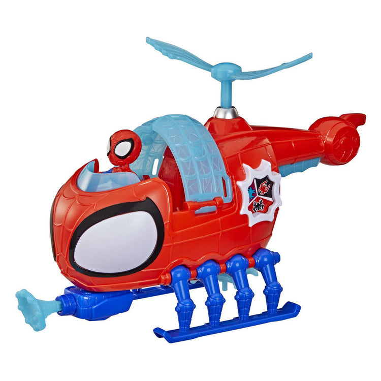 Hélicoptère Spidey jouet Hasbro avec figurine et accessoires.