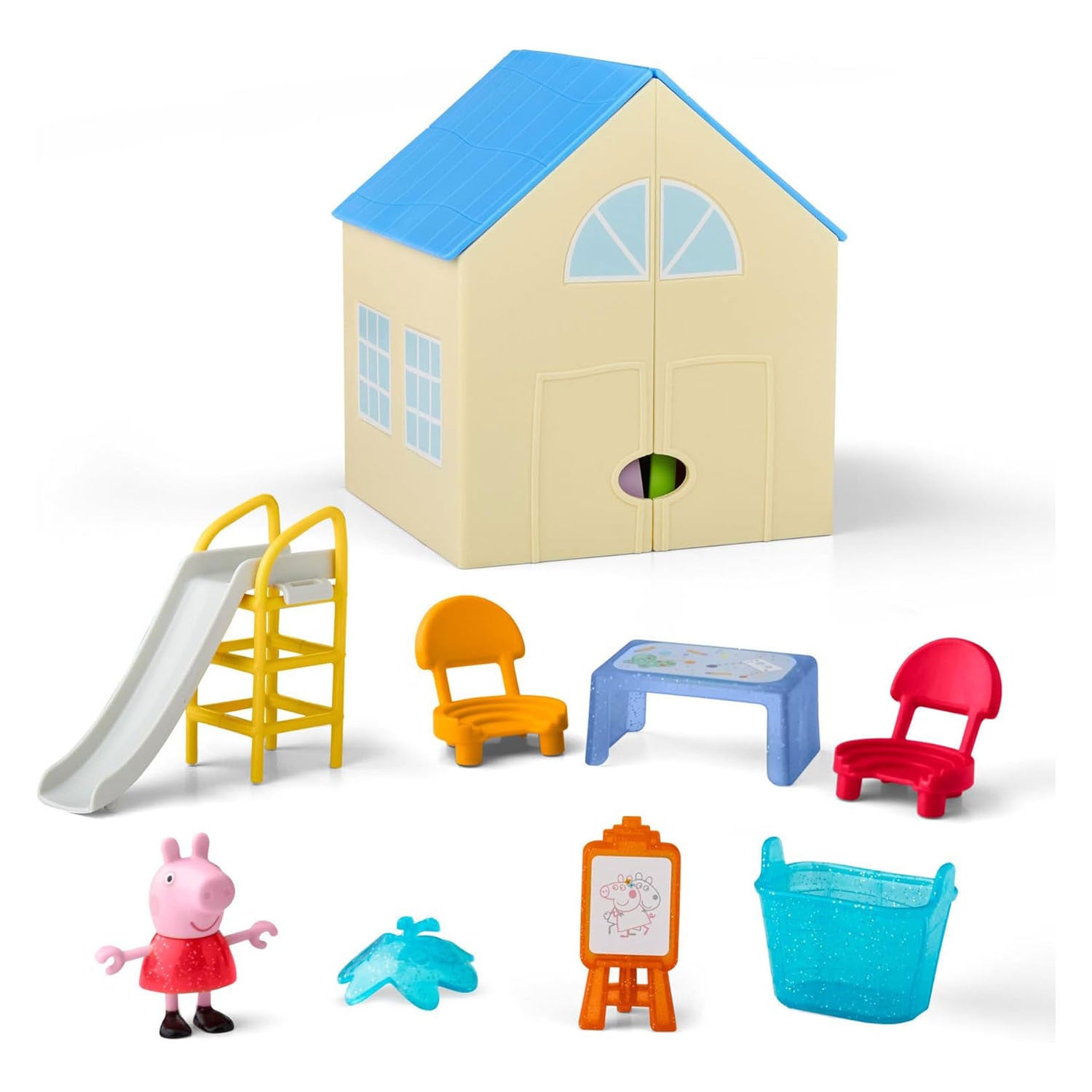 Hasbro Peppa Pig Playset poupée ouverte salle de jeux école classe fantaisie.