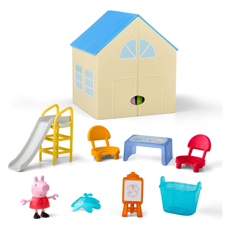 Hasbro Peppa Pig Playset poupée ouverte salle de jeux école classe fantaisie.