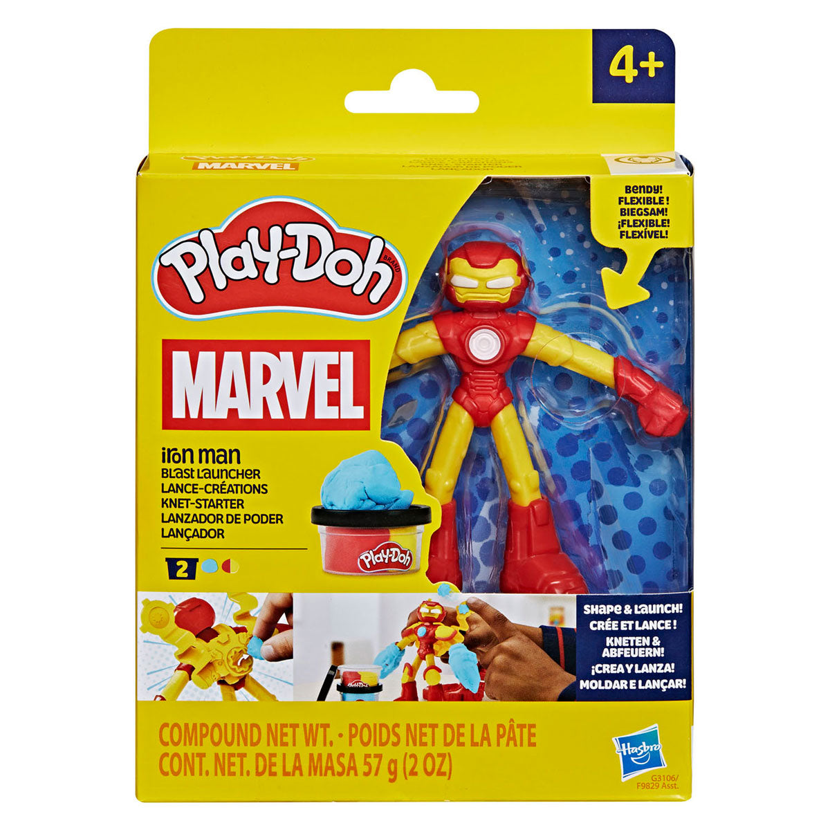 Play-doh Marvel Iron Man Blast Launcher - 2 pots en argile