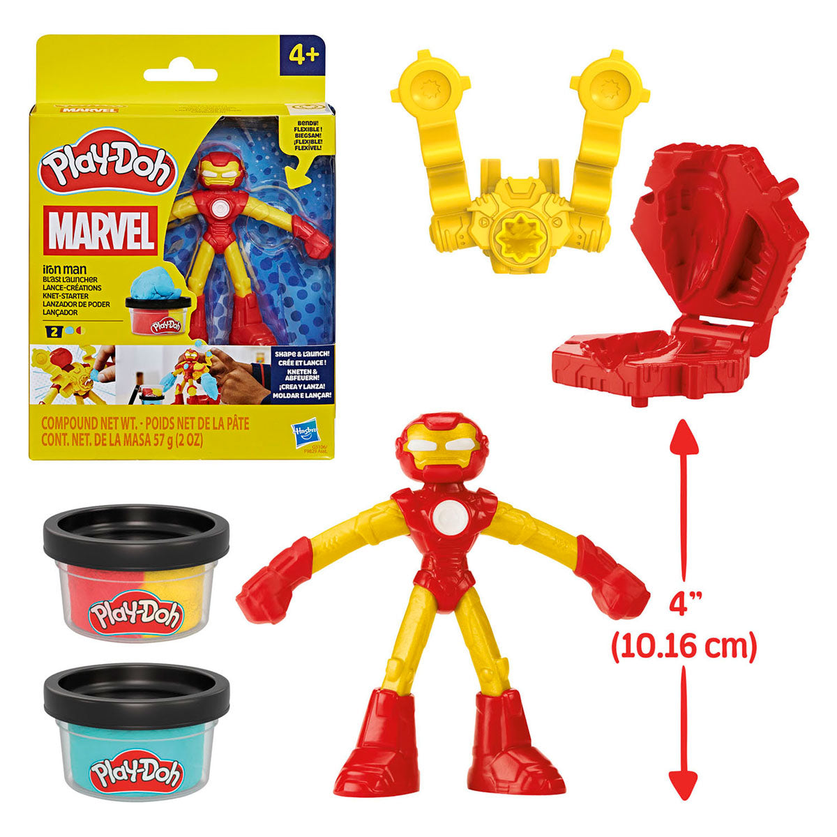 Play-doh Marvel Iron Man Blast Launcher - 2 pots en argile