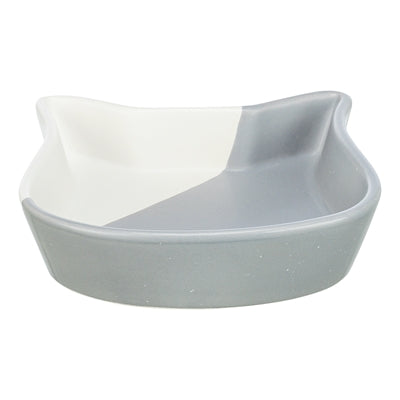 Trixie Food Bowl Cat Cat Head Ceramic Grey White