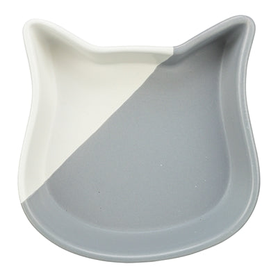 Trixie Food Bowl Cat Cat Head Ceramic Grey White