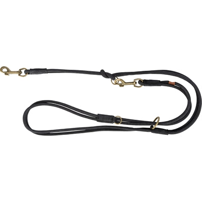 Lee Trixie Dog Leash Pure réglable en cuir cousu en cuir noir