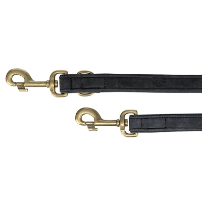 Leash Trixie Dog Leash en cuir réglable en cuir noir