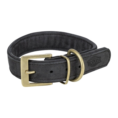 Chien de collier trixie en cuir pur noir