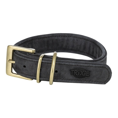 Chien de collier trixie en cuir pur noir