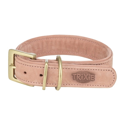Chien de collier trixie rose en cuir pur