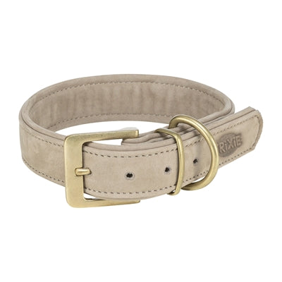 Chien de collier trixie gris clair en cuir pur