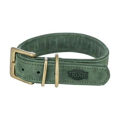 Chien de collier trixie pur cuir saliegroen
