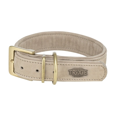 Chien de collier trixie gris clair en cuir pur