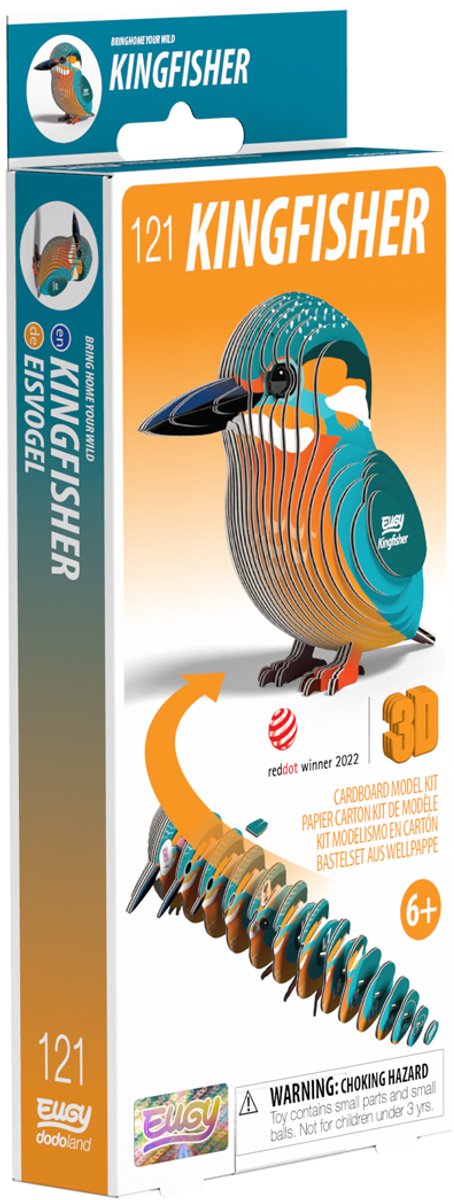 Puzzle 3D Eugy - martin pêcheur - oiseaux - durable - collectionnez-les tous - 6 ans