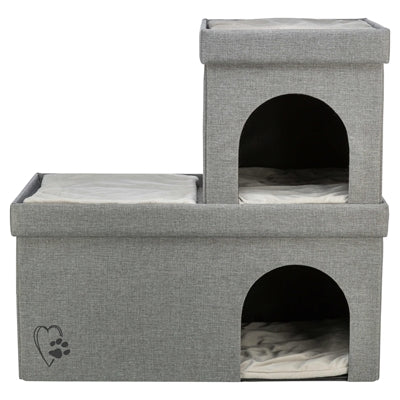 Trixie panier pour chat maison pour chat Kimy Soft 2 étages gris clair