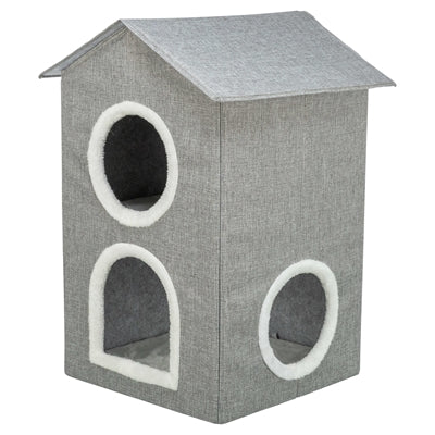 Trixie panier pour chat maison pour chat nora soft 2 étages gris clair