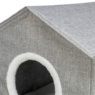 Trixie panier pour chat maison pour chat nora soft 2 étages gris clair