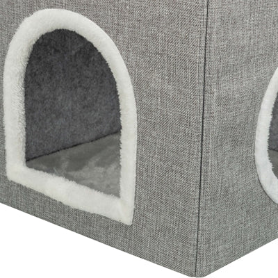 Trixie panier pour chat maison pour chat nora soft 2 étages gris clair